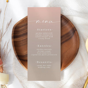 Menú Boda beige y rosa claro mínimo