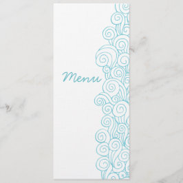 Menú boda blanco azul de los remolinos de mar
