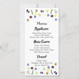 Menú Boda blanco del Jardín floral botánico