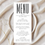 Menú Boda blanco negro Minimalista ultracomunitario y m<br><div class="desc">Este diseño moderno es minimalista, pero lúdico, con una perfecta colocación de texto en blanco y negro, lo que da lugar a un aspecto limpio y ordenado. Este diseño es de personalizable a otros colores y forma parte de una suite y colección única de Phrosne Design. Esto sería genial para...</div>