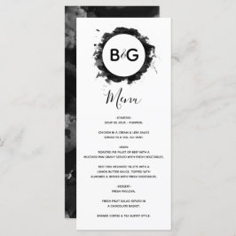 Menú Boda blanco negro simple