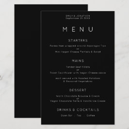 Menú Boda blanco negro simple de tipografía presup