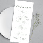 Menú Boda blanco neutro de color verde sage moderno<br><div class="desc">menú delgado para coincidir con la colección *si desea más opciones de papel este diseño se puede transferir a un programa delgado *o para más ayuda póngase en contacto conmigo</div>