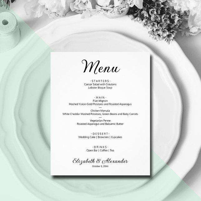 Menú Boda blanco simple de presupuesto (Subido por el creador)
