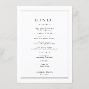 Menú Boda blanco y negro