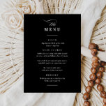 Menú Boda blanco y negro clásico elegante<br><div class="desc">Menú de cena clásico elegante en Boda blanco y negro. Presenta un diseño en blanco y negro de moda con un monograma,  detalles del guión,  marco simple y texto editable formalmente. Haga clic en el botón de edición para personalizar de este diseño.</div>