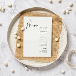 Menú Boda blanco y negro elegante y moderno<br><div class="desc">Una tipografía moderna y una temática clásica en blanco y negro para tu papelería boda: elige esta suite nupcial sencilla y elegante. Personalizable completo: puede cambiar el fondo y el color del texto como desee.</div>