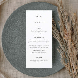 Menú Boda blanco y negro Minimalista simple
