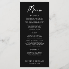Menú Boda Blanco Y Negro Moderno Contemporáneo