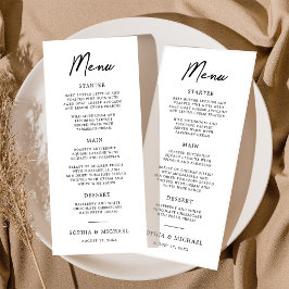 Menú Boda Blanco Y Negro Moderno Contemporáneo