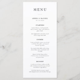 Menú Boda blanco y negro moderno simple