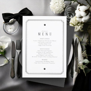 Menú Boda blanco y negro personalizado ID1090
