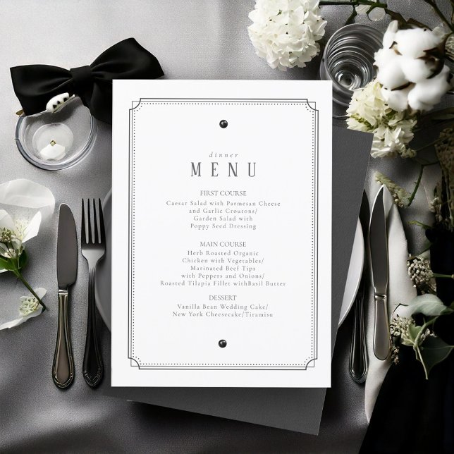 Menú Boda blanco y negro personalizado ID1090 (Subido por el creador)