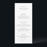 Menú Boda blanco y negro simple<br><div class="desc">Menú boda moderno con un diseño sencillo con tipos de letra serif clásicos y elegantes.</div>