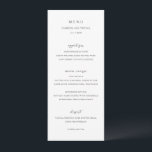Menú Boda blanco y negro simple<br><div class="desc">Menú boda moderno con un diseño sencillo con tipos de letra serif clásicos y elegantes.</div>