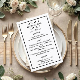 Menú Boda blanco y negro sin tiempo