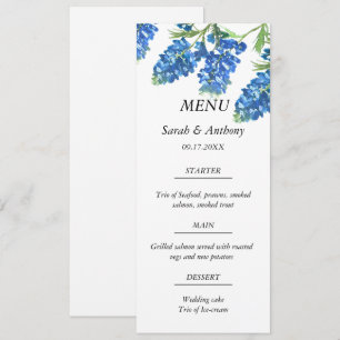 Menú Boda Blue Floral Blue Floral Watercolor Food