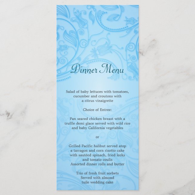 Menú Boda Blue Flourish (Anverso)