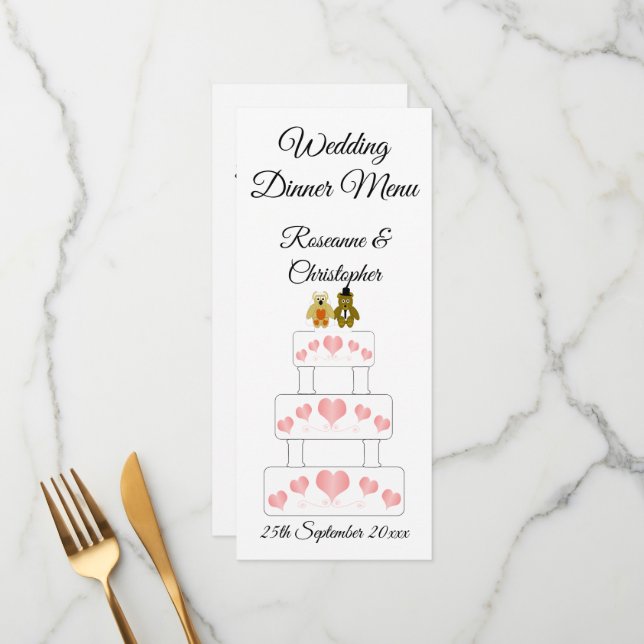 Menú Boda Boda de diseño de tarta (Anverso/Reverso In Situ)