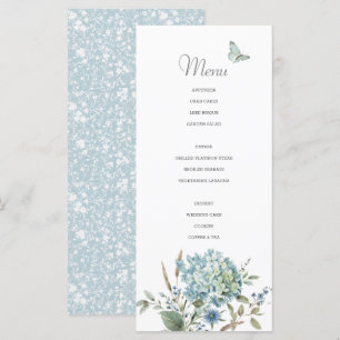 Menú Boda Bohemiano Blue Botanical Watercolor