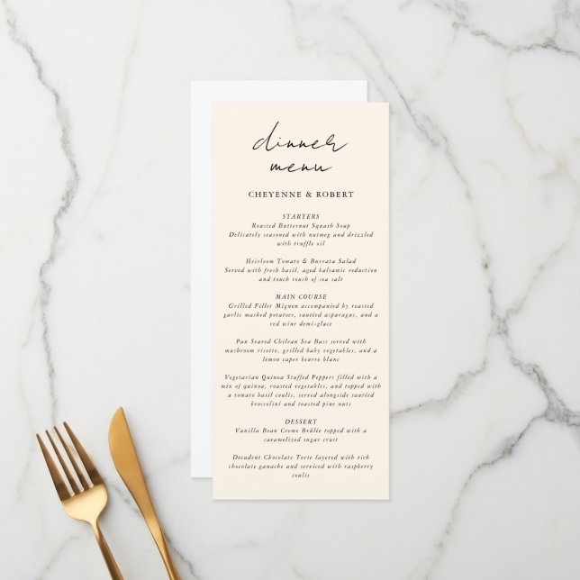 Menú Boda bohemio de la selva acuática encantada (Anverso/Reverso In Situ)