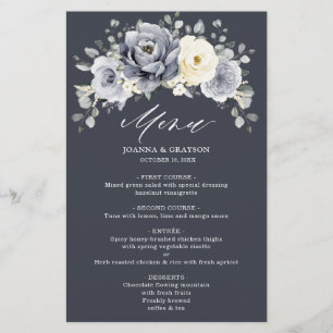 Menú Boda Boho de invierno con flores de marfil de