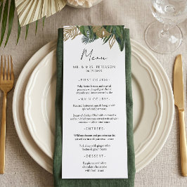 Menú Boda boho de verano botánica de vegetación tropica