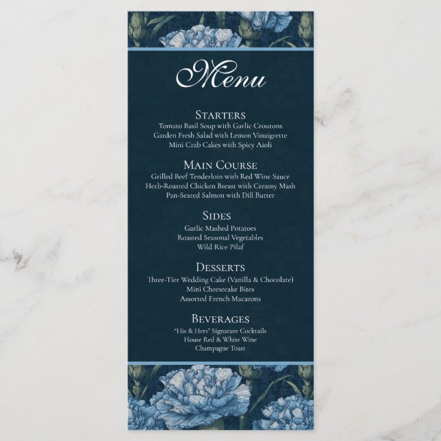 Menú Boda Boho Estética Clavel Atemporal (Anverso)