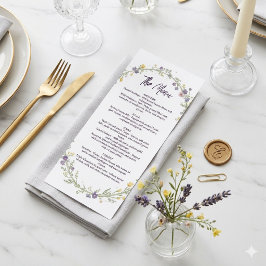 Menú Boda Boho Floral Simple Moderna