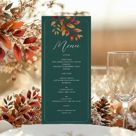 Menú Boda Boho Otoño Verde Teal