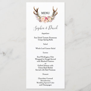 Menú Boda Boho Rubor Flowers Antlers