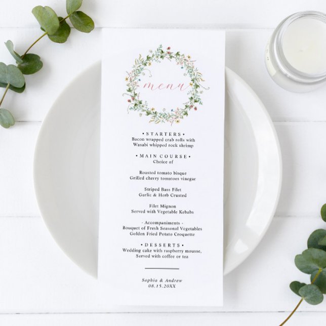 Menú Boda Boho Rustic Wildflowers (Subido por el creador)