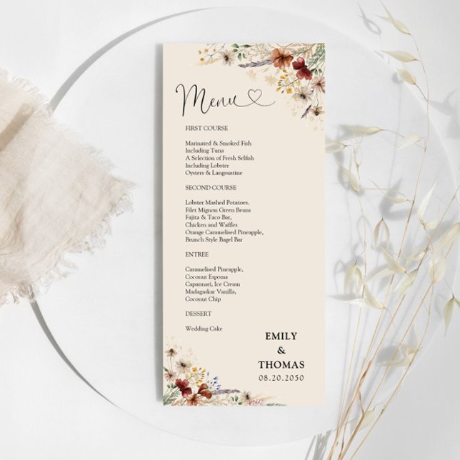 Menú Boda Boho Tiny Wildflower (Subido por el creador)