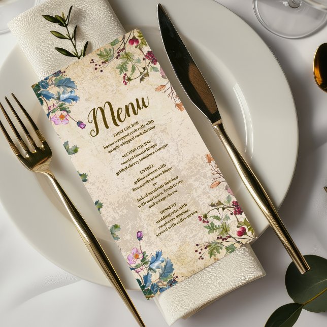 Menú Boda Botánica de Flor Silvestre de Otoño Boho  (Subido por el creador)