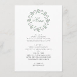 Menú Boda botánica de menta. Follaje simple elegante