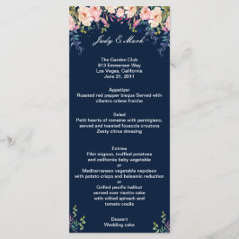 Menú Boda botánico de flor rosada elegante moderna