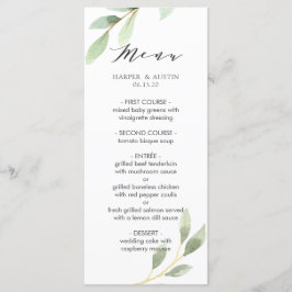 Menú Boda botánico de follaje verde