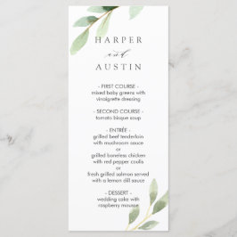 Menú Boda botánico de follaje verde