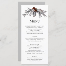 Menú Boda Botánico de Invierno de Plata, Gris y Rusty B
