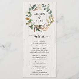 Menú boda botánico de vegetación rústica