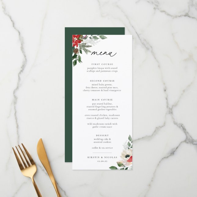Menú Boda Botánico Floral de Invierno (Anverso/Reverso In Situ)