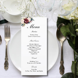 Menú Boda botánico floral de la Marina de Borgoña