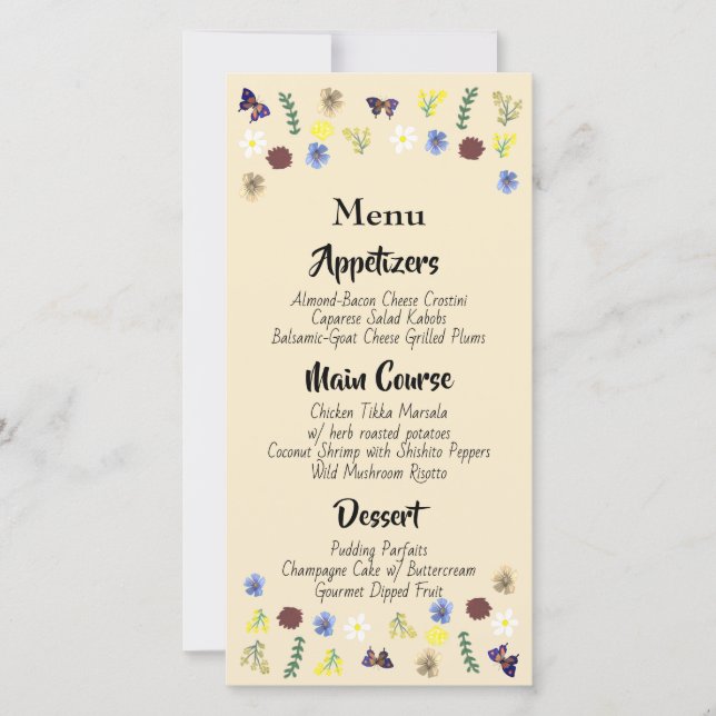 Menú Boda Botánico Floral Garden Eggshell (Anverso)