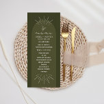 Menú Boda botánico verde de línea Art<br><div class="desc">Diseño de líneas de arte con arco verde y texto blanco.</div>