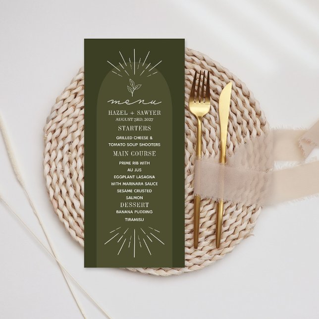 Menú Boda botánico verde de línea Art (Subido por el creador)