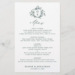 Menú Boda botánico vintage de Emerald Greenery