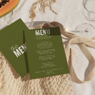 Menú Boda Brillante Brillante De Olive Green