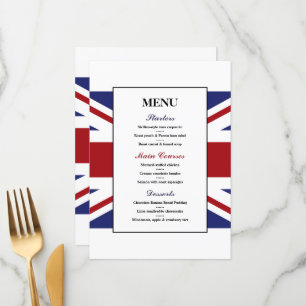 Menú Boda Británico Bandera de la bandera de la Un