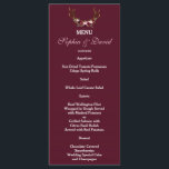 Menú Boda Burgundy Marsala Floral Antlers<br><div class="desc">Un diseño rústico y bohemio para eventos especiales de toda la temporada. Este diseño está decorado con ciervos, ramo de flores de marsala, flechas con flores de marsala y fondo de color burdeos en la parte trasera. Utilice la herramienta Personalizar para agregar su información. Para más información, visita por favor,...</div>