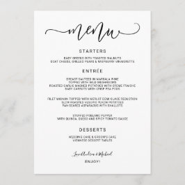 Menú Boda Caligrafía Moderna Saltarina Enroscada (Negro